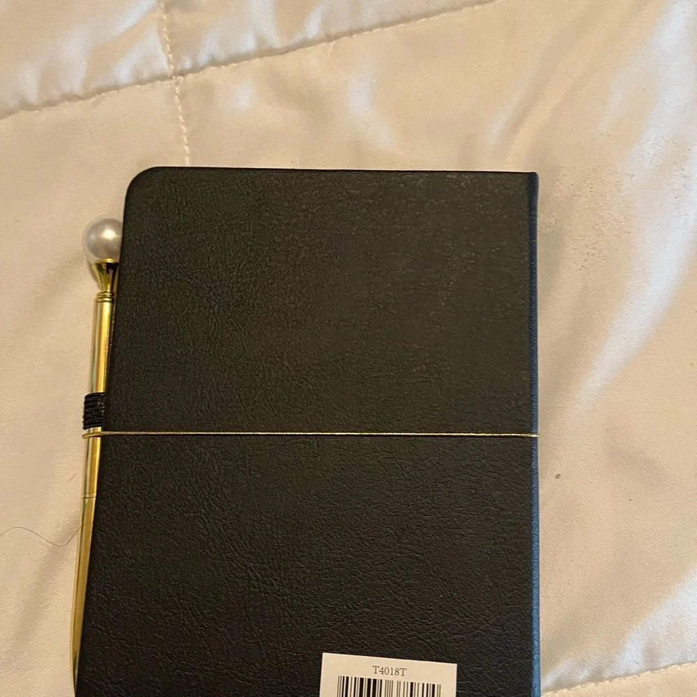 Stylish Black Notebook with Pearl and Gold Details